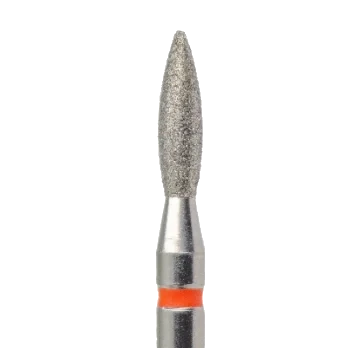 Fraise diamant flamme 2,1 mm grain rouge – embout fin pour soin délicat des cuticules et ongles naturels