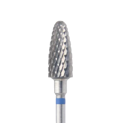 Fraise en carbure forme paraboloïde Ø6 mm grain bleu – embout ponceuse professionnel coupe croisée pour dépose gel, ongles durs et callosités modérées