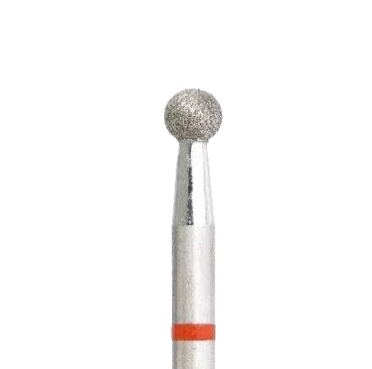 Fraise diamant forme boule 3,1 mm grain rouge – embout manucure douce pour cuticules sensibles