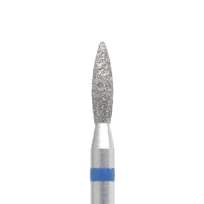 Fraise diamant flamme 2,1 mm grain bleu – embout fin pour travail précis des cuticules
