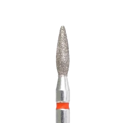 Fraise diamant flamme 2,3 mm grain rouge – embout fin pour nettoyage délicat des cuticules