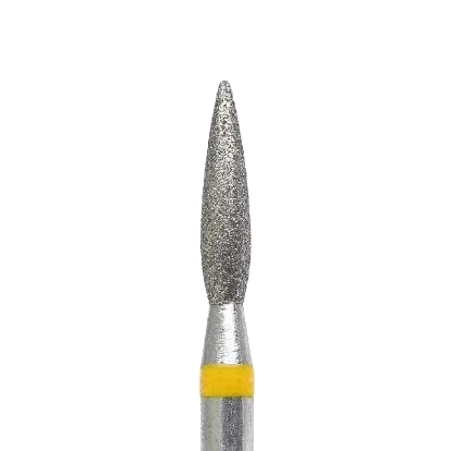Fraise diamant flamme 2,3 mm grain jaune – embout doux pour cuticules et zones fragiles