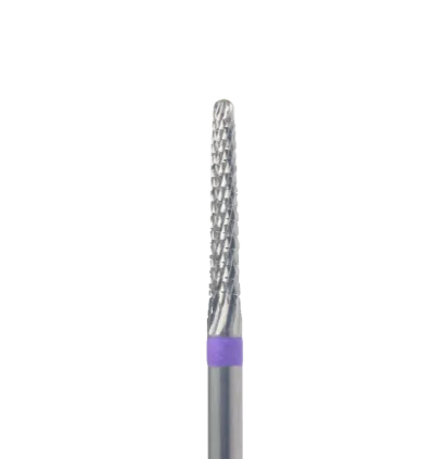 Fraise conique en carbure grain violet Ø2,3 mm – embout ponceuse professionnel triple coupe pour gel, callosités et ongles naturels épaissis
