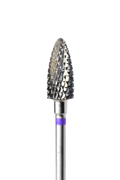 Fraise en carbure forme paraboloïde Ø6 mm grain violet – embout ponceuse professionnel pour dépose gel, callosités et ongles naturels épaissis