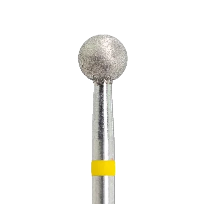 Fraise diamant forme boule 5 mm grain jaune – embout manucure douce pour cuticules sensibles