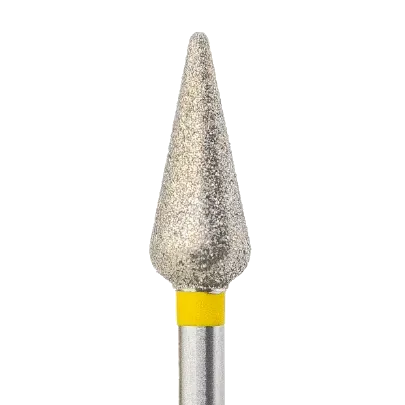 Fraise diamant forme tulipe 5 mm grain jaune – embout manucure doux pour cuticules fragiles