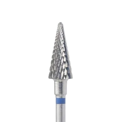 Fraise en carbure conique Ø6,0 mm grain bleu – embout professionnel pour gel, résine, cors et callosités