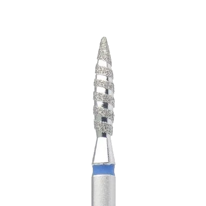 Fraise diamant forme flamme tornado 2,1 mm grain bleu – embout manucure pour cuticules et callosités