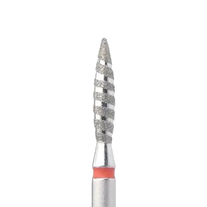 Fraise diamant forme flamme tornado 2,1 mm grain rouge – embout manucure zones sensibles et cuticules