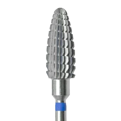 Fraise en carbure Shark Ø6 mm forme paraboloïde – embout ponceuse professionnel à double coupe pour dépose gel, callosités et ongles naturels épaissis