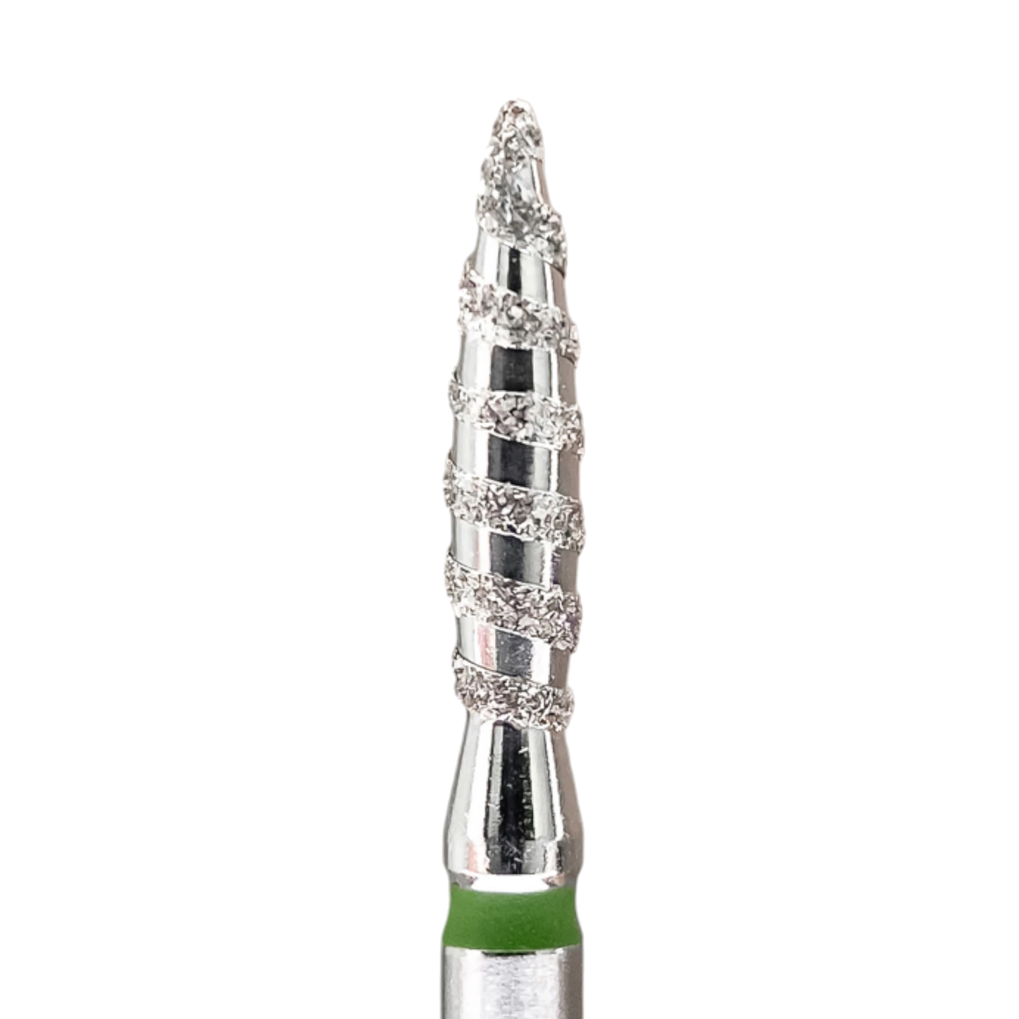Fraise diamantée Flamme Tornado grain vert, pour ponceuse manucure et traitement des cuticules