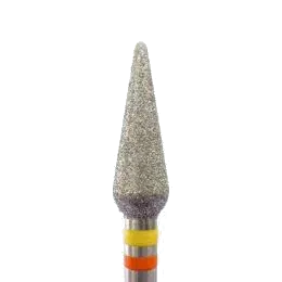 Fraise diamantée forme tulipe 4 mm grain jaune rouge – idéale pour cuticules, callosités et soin des fissures