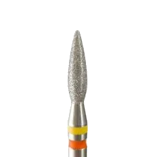 Fraise en diamant forme flamme 2,3 mm grain jaune rouge – idéale pour cuticules et zones latérales