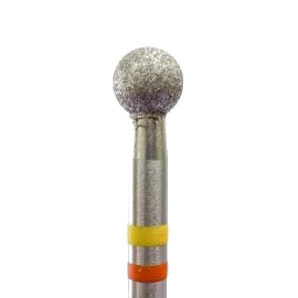 Fraise diamantée forme boule 4,2 mm grain jaune rouge – idéale pour callosités, crevasses et finitions cutanées