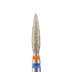 Fraise diamant forme flamme longue 2,3 mm grain rouge bleu – embout manucure zones délicates