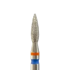 Fraise en diamant forme flamme 2,3 mm grain rouge bleu – embout précis pour cuticules et replis latéraux