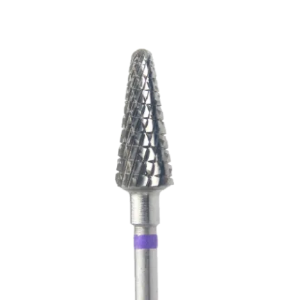 Fraise en carbure conique Ø6 mm triple coupe grain bleu – embout ponceuse professionnel pour gel, acrylique et traitement des ongles épaissis en pédicurie