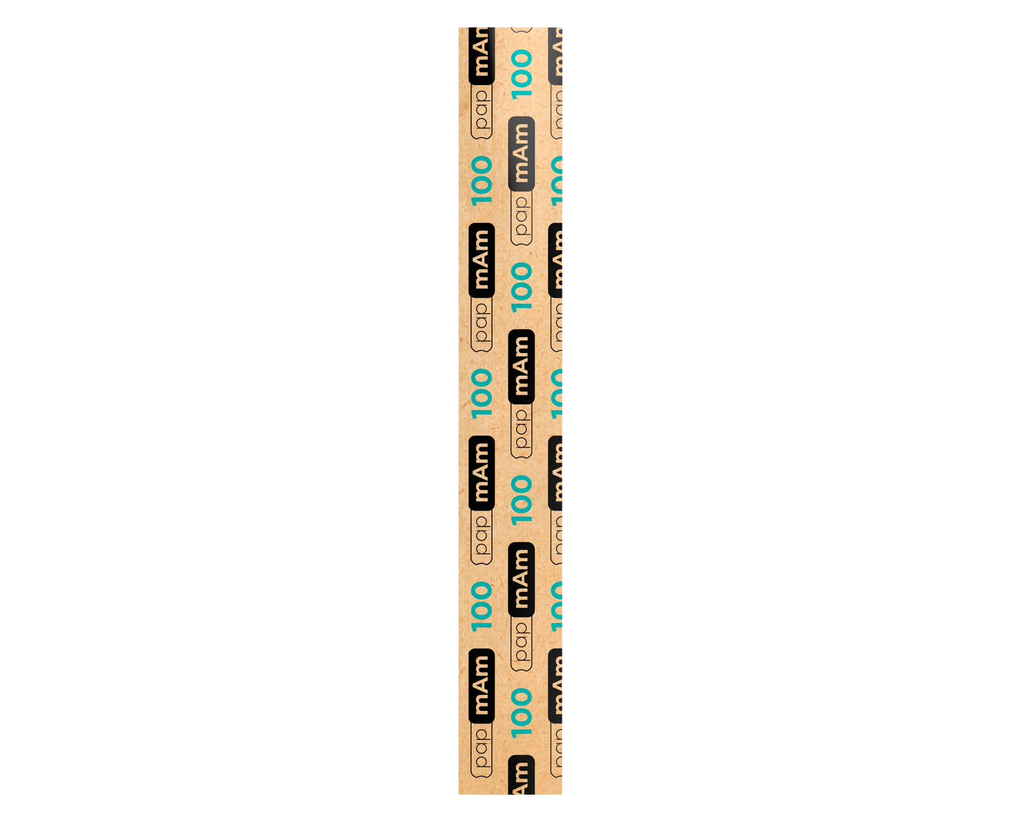 Verso kraft imprimé « papmAm 100 » de la recharge.