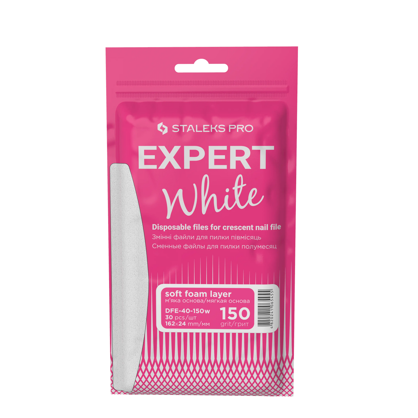 Sachet Staleks Pro Expert White DFE-40-150W, limes recharges demi-lune grain 150.