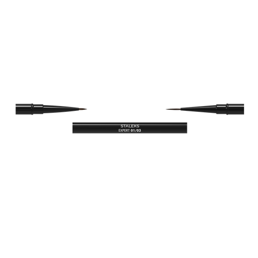 Pinceau Staleks Expert 01/03 double face démonté avec liners 7 mm et 10 mm et manche en aluminium noir