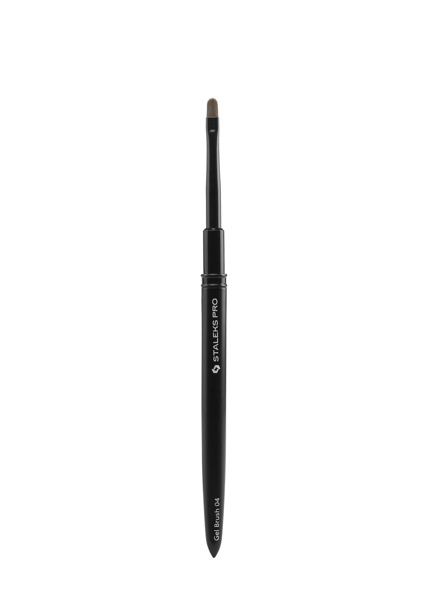 Pinceau gel NBE-04 ouvert, forme ovale 4 mm, poils synthétiques en gros plan.