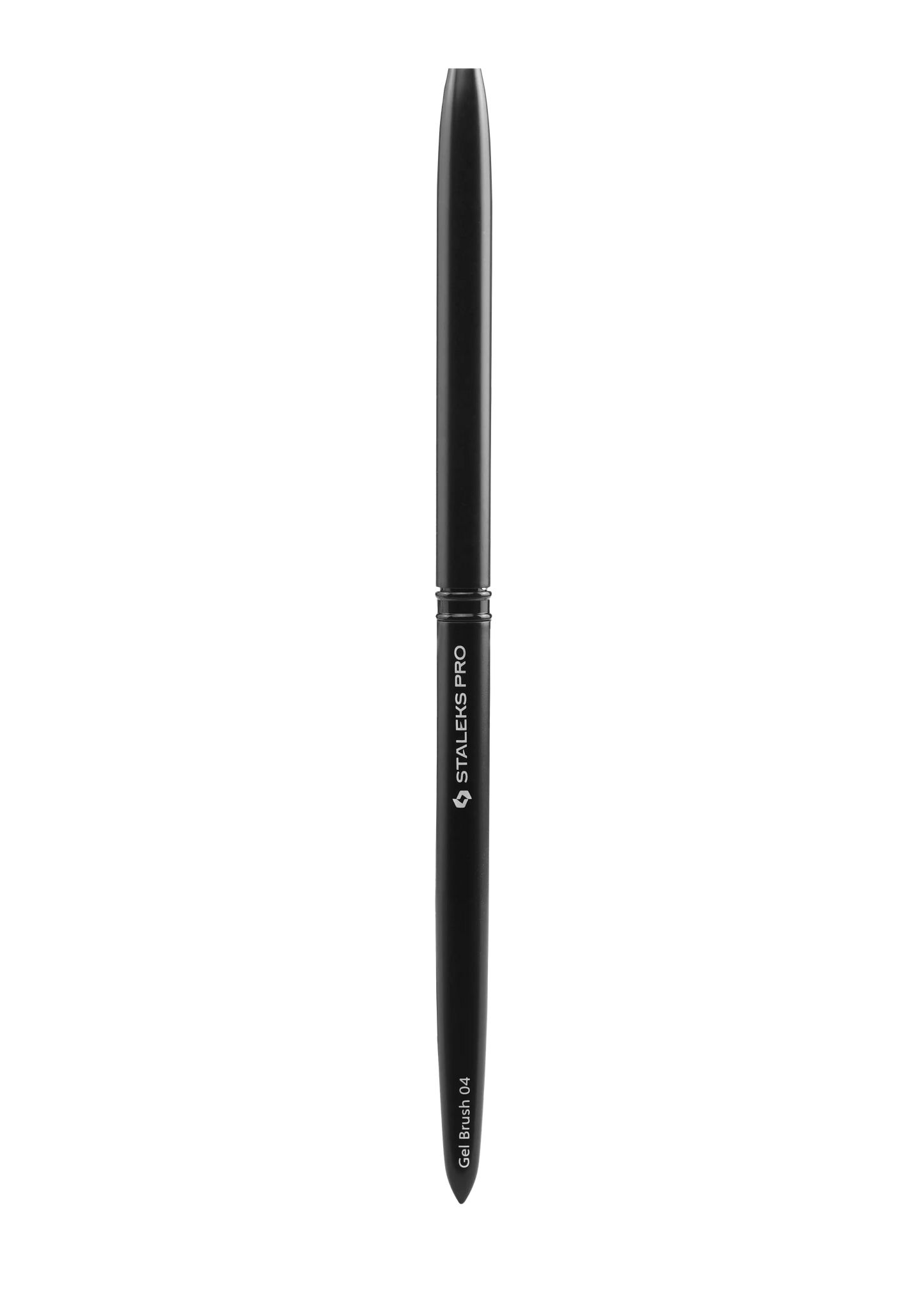 Pinceau gel Staleks Pro EXPERT NBE-04 fermé, manche aluminium noir.