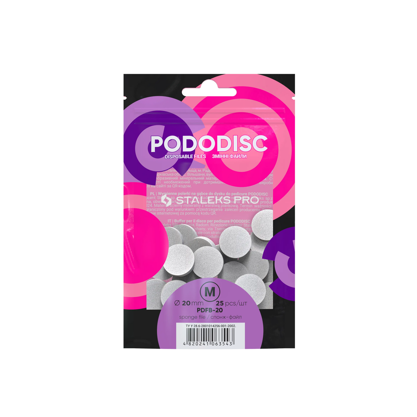 Sachet de 25 recharges éponge PODODISC M 20 mm — Staleks Pro (Expert)