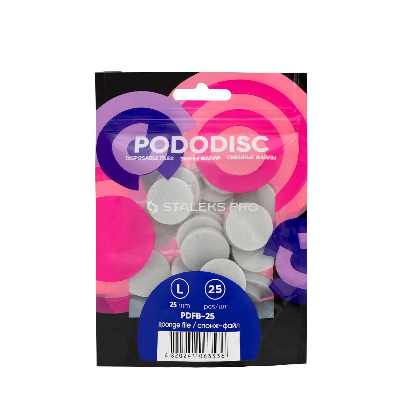 Sachet Staleks Pro de 25 recharges lime-éponge PODODISC L Ø25 mm (Expert).
