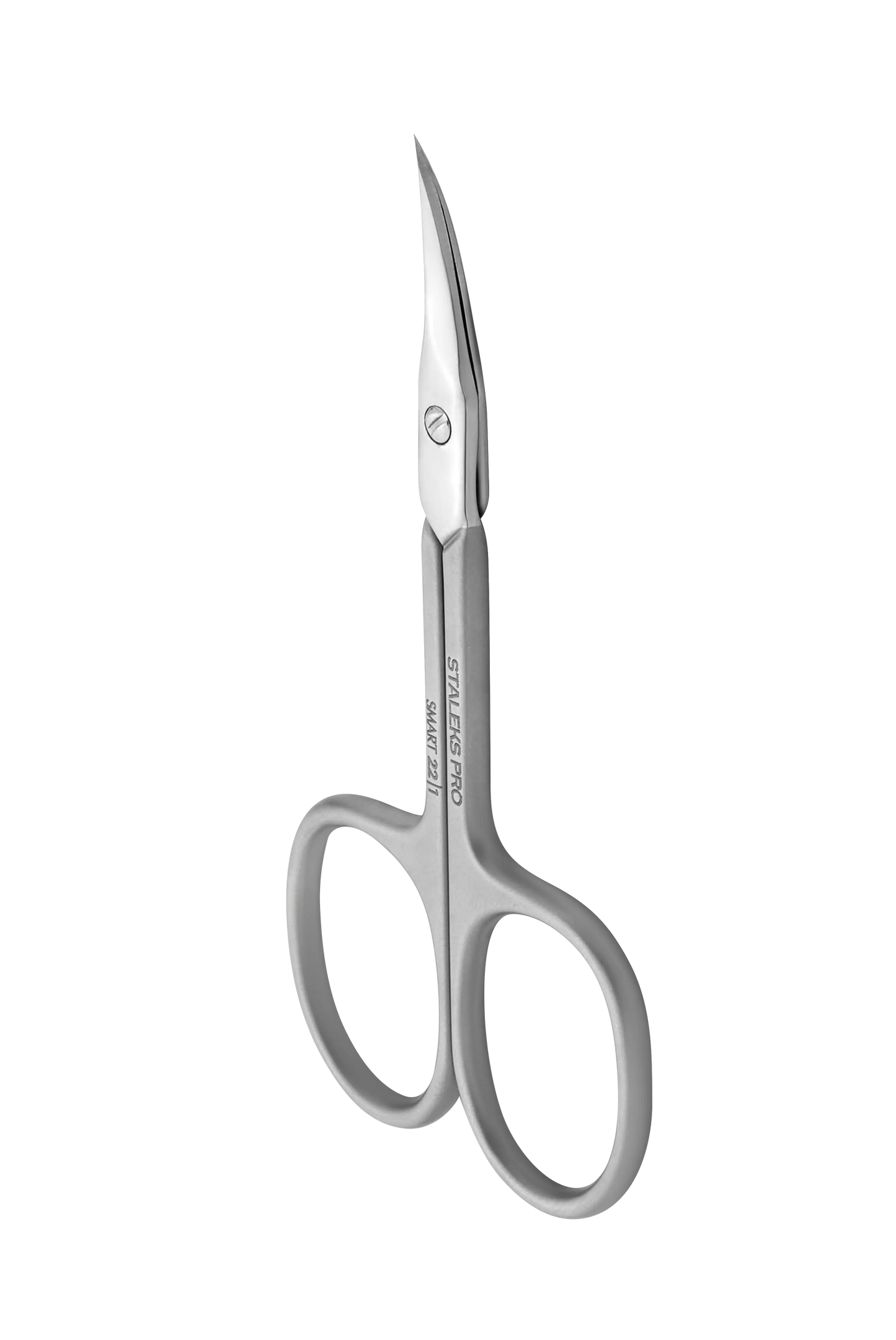 Ciseaux à cuticules Staleks Smart 22/1, vue 3/4, lames courbées.