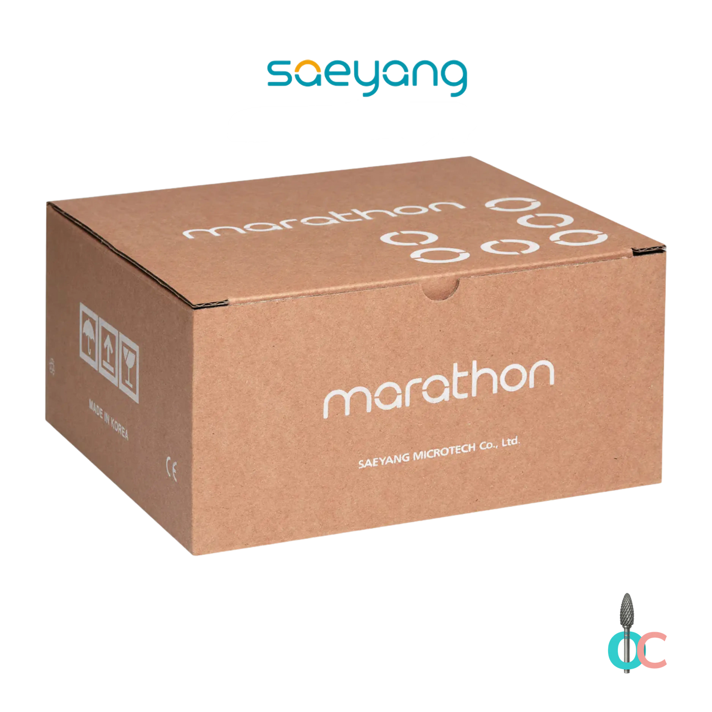 Boîte en carton d’origine Saeyang Marathon vue de face.