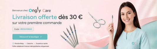 Offre de bienvenue OnglyCare avec livraison offerte dès 30 € sur la première commande en France métropolitaine