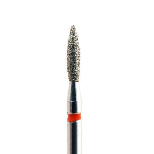 Embout diamant KMIZ forme flamme, grain fin rouge, Ø 2,1 mm, vue rapprochée