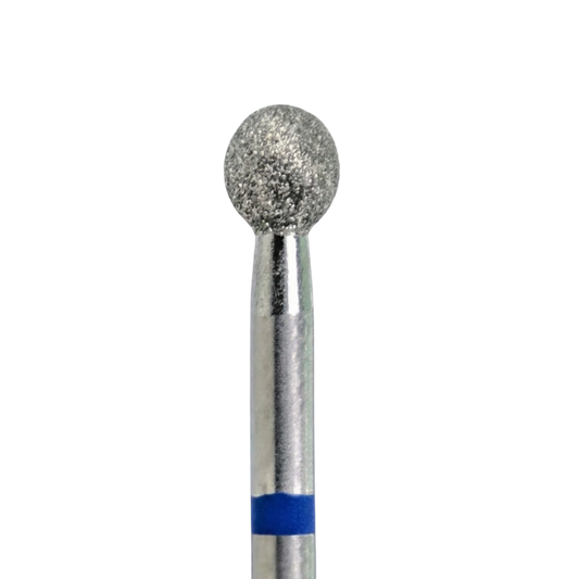 Embout de ponceuse diamant KMIZ forme boule, Ø 4,2 mm, longueur active 3,8 mm, tige 2,35 mm, anneau bleu (grain moyen).