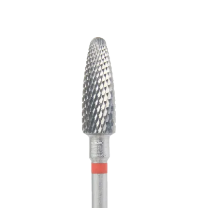 Fraise en carbure forme paraboloïde Ø5 mm grain rouge – embout ponceuse professionnel pour retouche gel, polissage et soin des pieds zones sensibles
