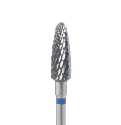 Fraise en carbure forme paraboloïde Ø5 mm grain bleu – embout ponceuse professionnel pour vernis gel, ongles épaissis et callosités kératinisées
