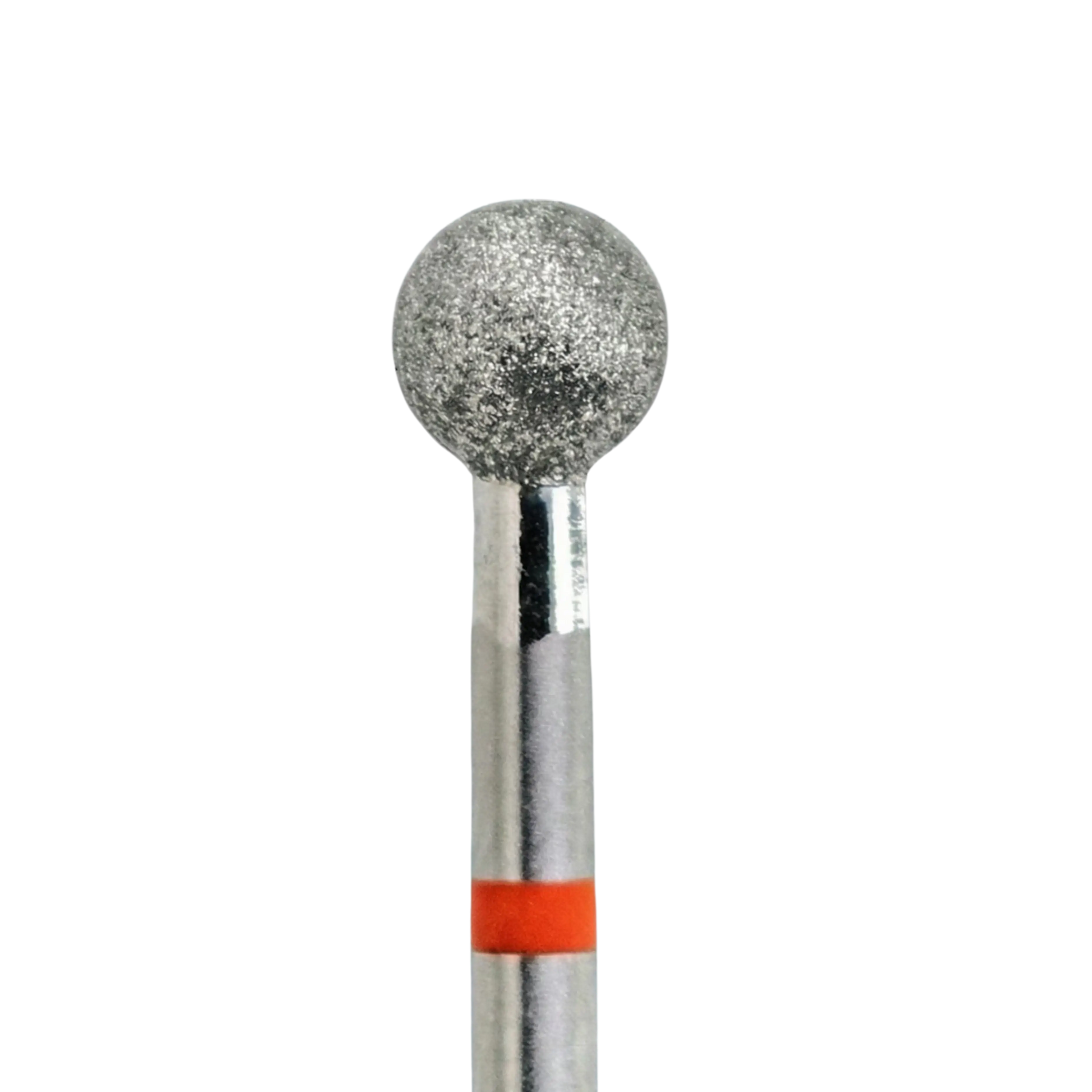 Embout de ponceuse diamant KMIZ forme boule, Ø 5,0 mm, longueur active 4,8 mm, tige 2,35 mm, anneau rouge (grain fin).
