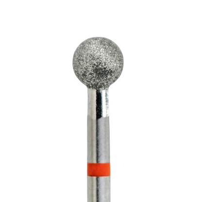 Embout de ponceuse diamant KMIZ forme boule, Ø 5,0 mm, longueur active 4,8 mm, tige 2,35 mm, anneau rouge (grain fin).