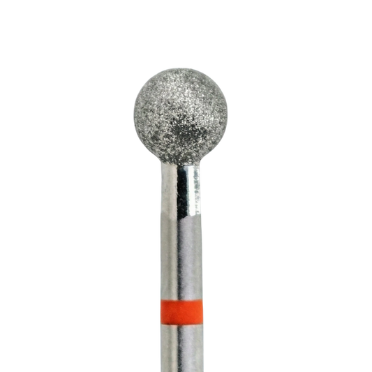 Embout de ponceuse diamant KMIZ forme boule, Ø 5,0 mm, longueur active 4,8 mm, tige 2,35 mm, anneau rouge (grain fin).