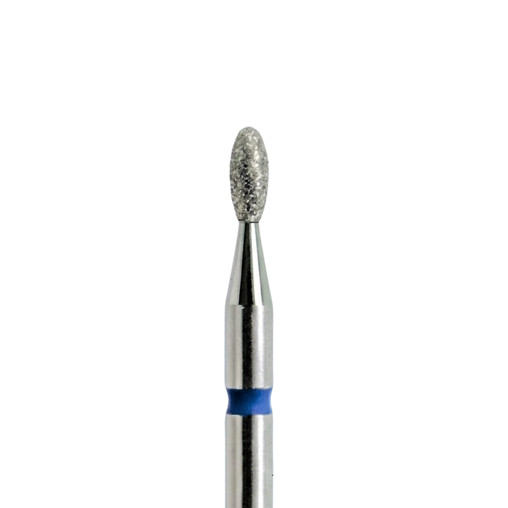 Embout diamantée olive KMIZ Ø1,6 mm grain moyen pour cuticules, replis latéraux et retrait du ptérygium.
