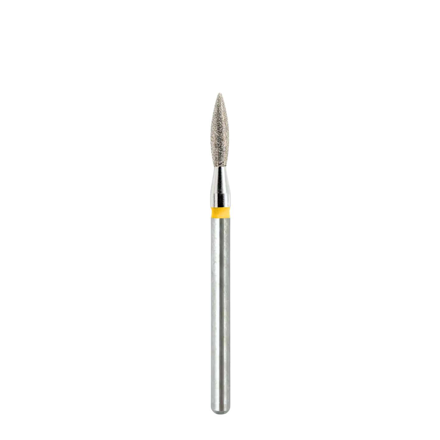 Embout diamant KMIZ Flamme grain très fin jaune, Ø 2,1 mm, présenté en entier.