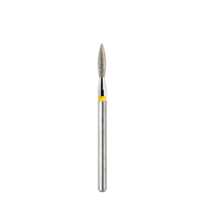 Embout diamant KMIZ Flamme grain très fin jaune, Ø 2,1 mm, présenté en entier.