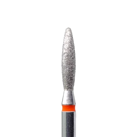 Fraise diamantée Flamme grain rouge, embout fin pour ponceuse manucure et traitement des ongles naturels