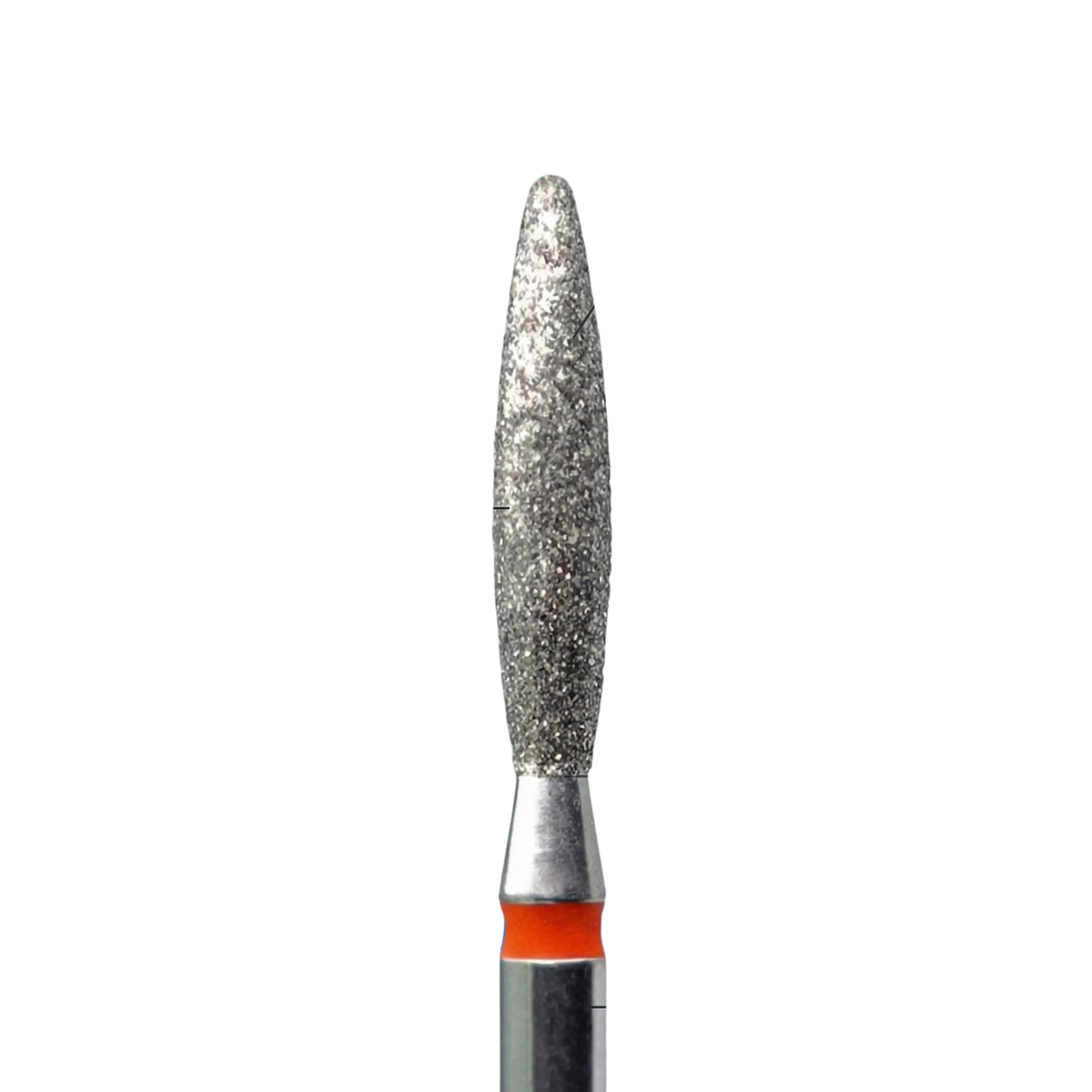 Embout de ponceuse diamanté forme flamme émoussée, grain fin (anneau orange)
