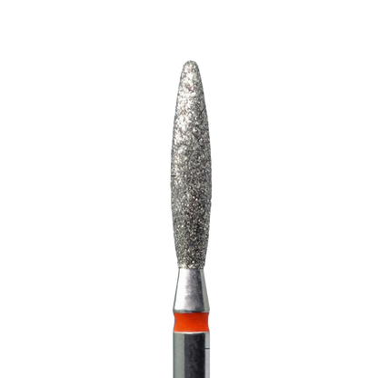 Embout de ponceuse diamanté forme flamme émoussée, grain fin (anneau orange)