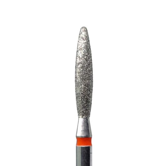 Embout de ponceuse diamanté forme flamme émoussée, grain fin (anneau orange)