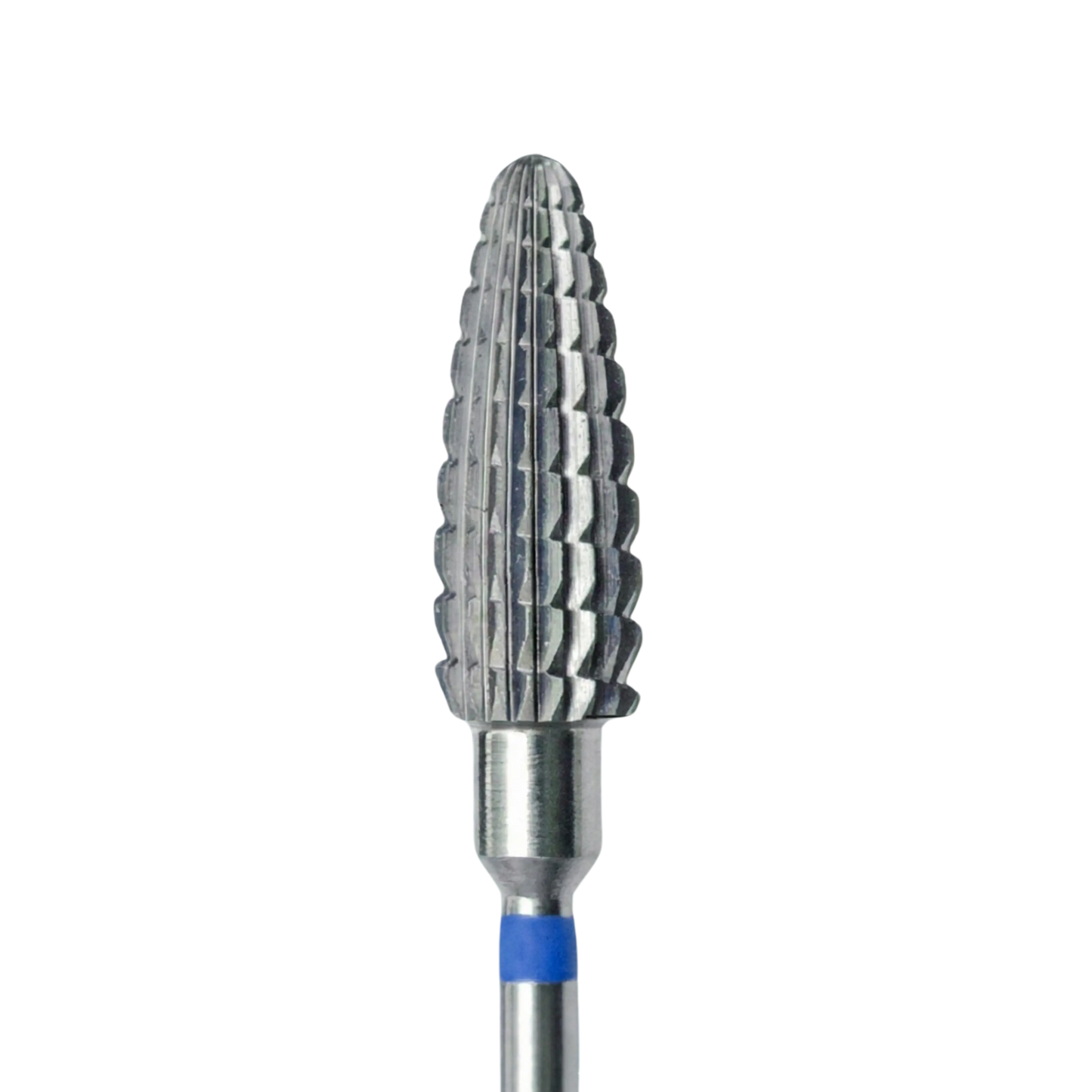 Embout ponceuse en carbure forme requin avec bague bleue (grain moyen), pour réduire la matière avec efficacité et contrôle.