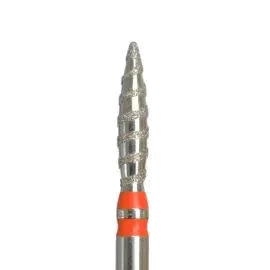 Fraise diamantée Flamme Tornado gaucher grain rouge, embout fin pour ponceuse manucure et élimination douce des cuticules