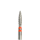 Embout de ponceuse diamant KMIZ forme flamme tornade (pour gauchers), grain fin, avec bague rouge sur tige métallique