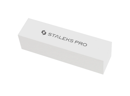 Buffer 4 faces EXPERT 51 grain 150 NFB-51-150-10, vue oblique avec logo Staleks Pro