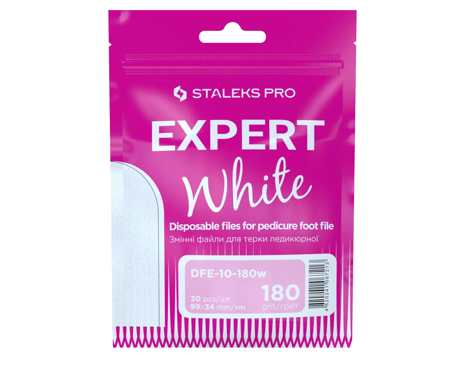 Emballage des limes recharges pédicure blanches Staleks Expert 10 grain 180.